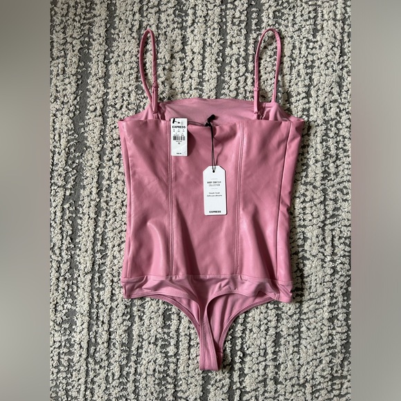 Express Barbie Pink Leather Bodysuit - Picture 2 of 2